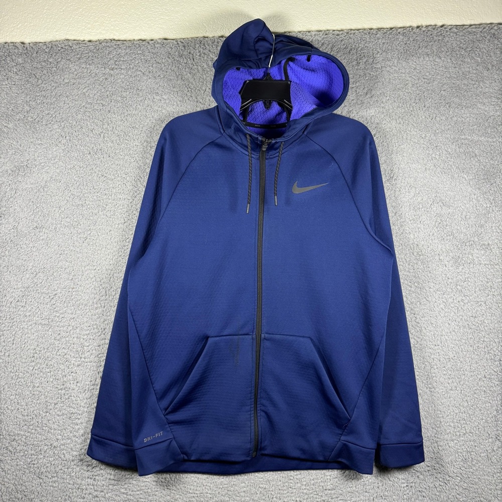 Nike Dri-FIT Full‎ Zip Hoodie Mens Large Sphere Honeycomb Fleece 860511-429